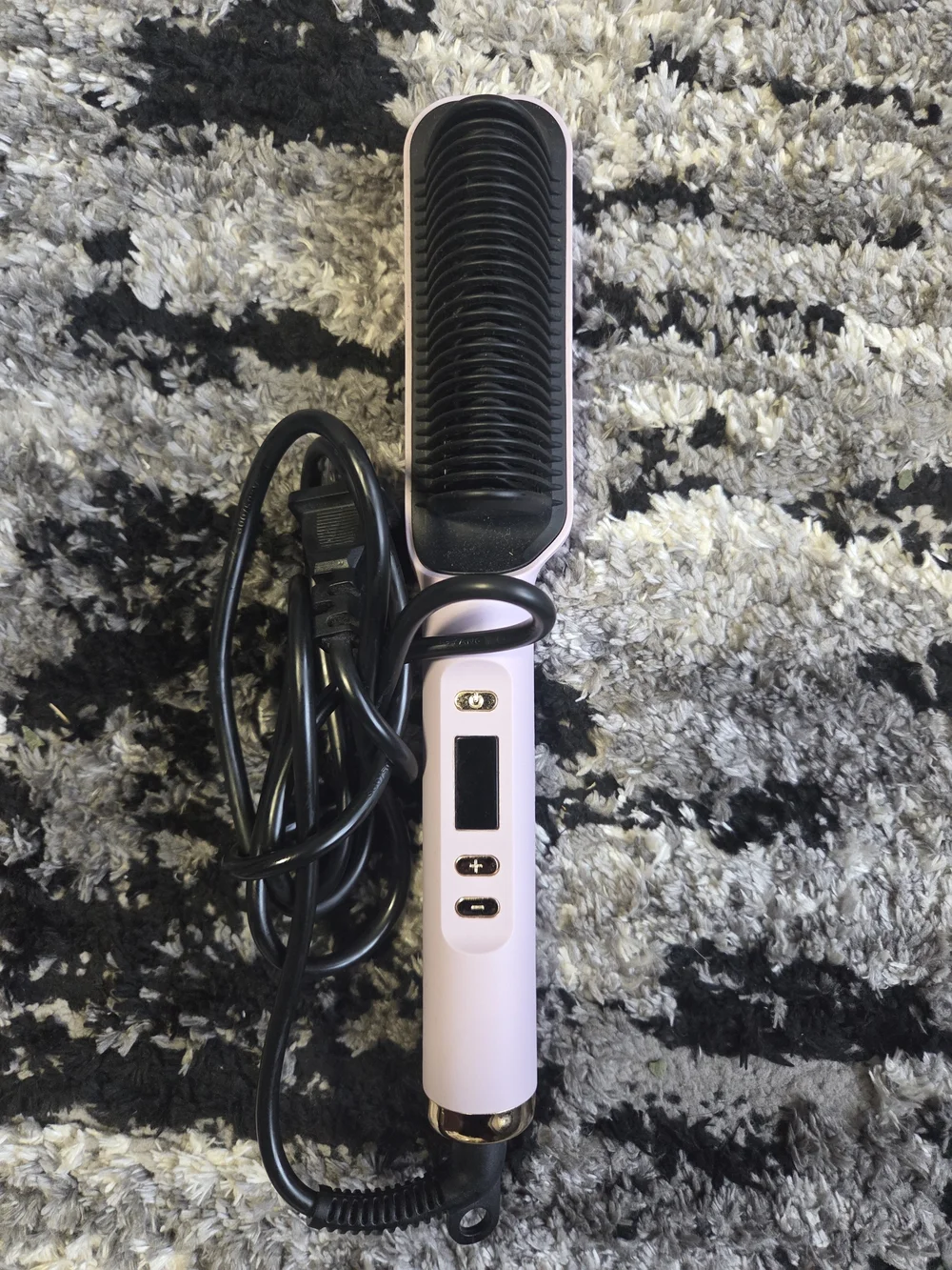 Purple Electric Hair Straightening Brush with Digital Controls